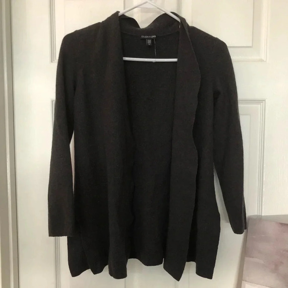 ! Eileen Fisher 100% Merino Wool Cardigan grey sz small - Picture 1 of 5